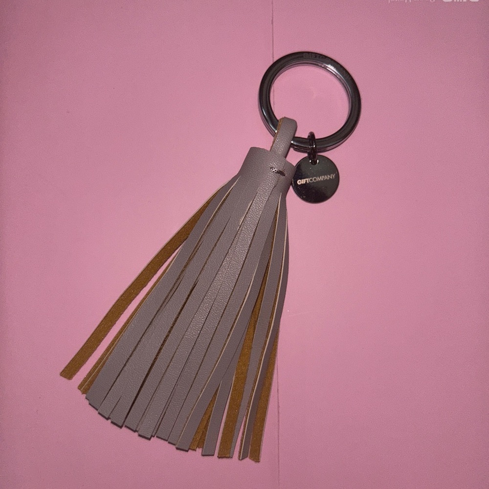 Grey pleather keychain